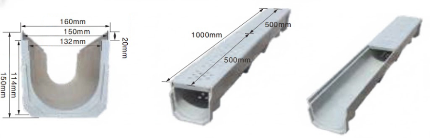 Abflussrinne aus Glasfaser, GFK und GFK