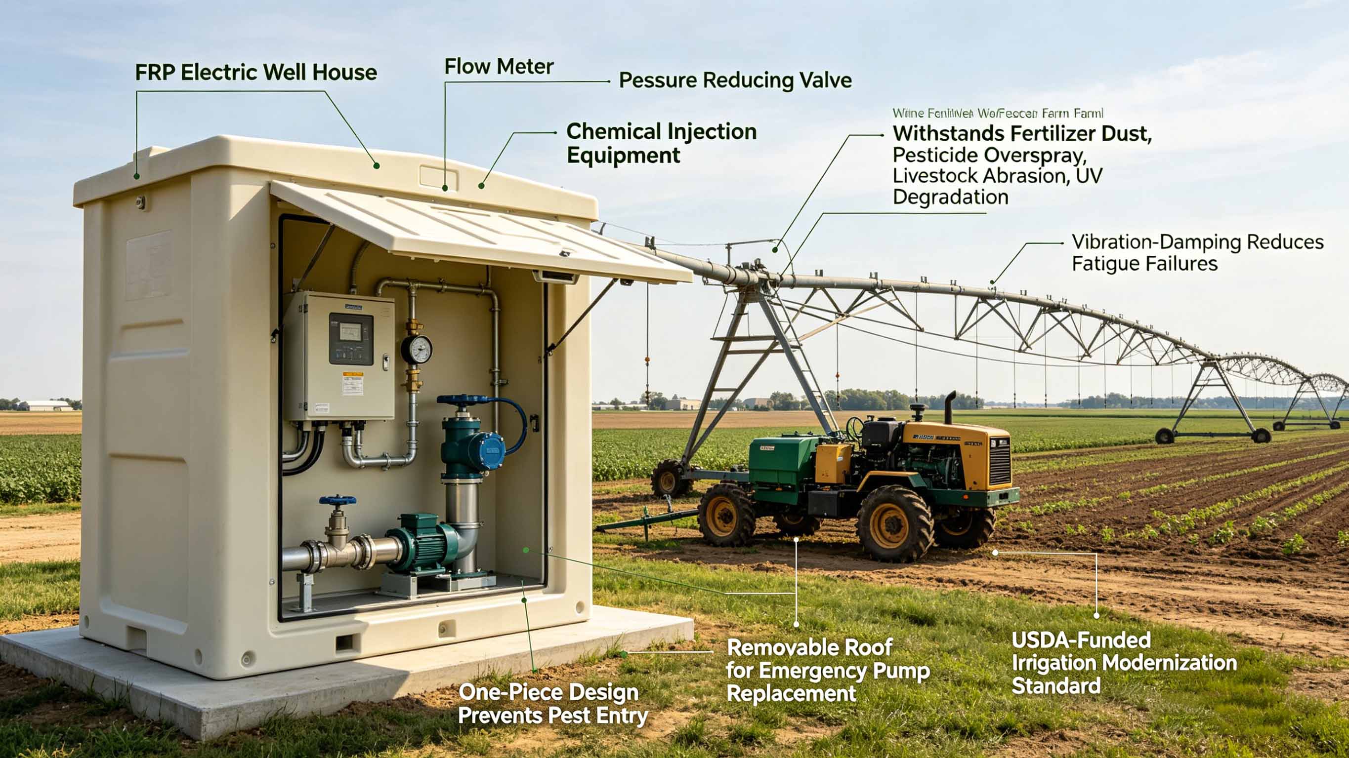 Glasfaser-GFK-FRP-Elektrobrunnenhaus für Öl- und Gasbrunnen zum Schutz elektrischer Geräte FT-EWH1