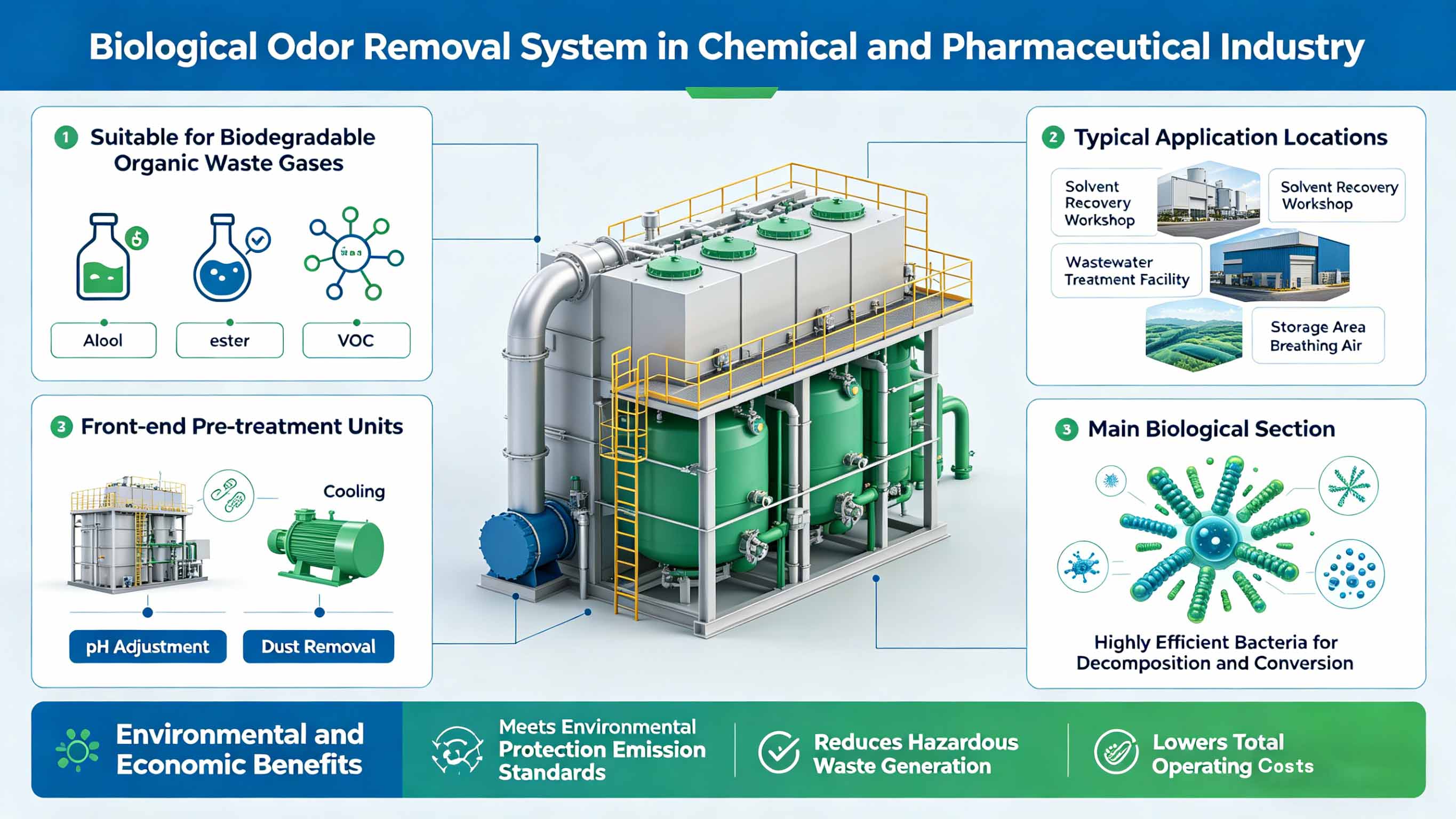 Fiberglas GFRP FRP Biologisches Desodorierungssystem für die Pharmaindustrie FT-BDS2
